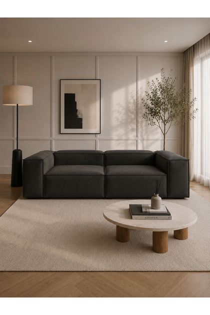 Relax Soft 2 Modül Koltuk (Antrisit Kahve) Keten 650