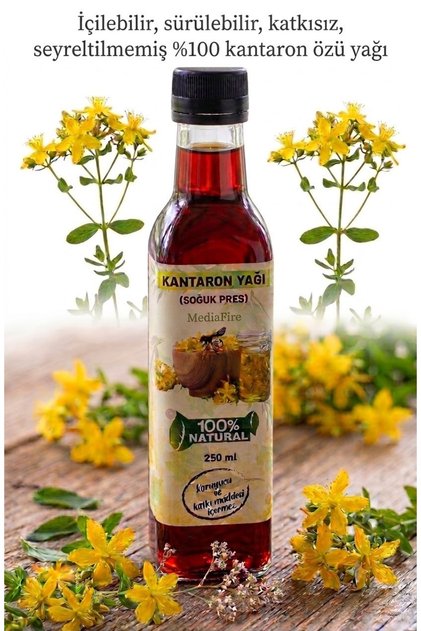 Hakiki Saf Sarı Kantaron Yağı 250ml El Yapımı Içilebilir Sürülebilir Hakikı Kırmızı Kantoron Yağı