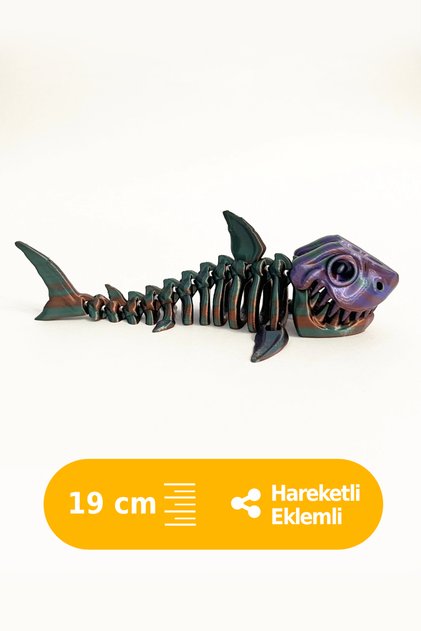 Hareketli Köpekbalığı İskelet Parlak Renk | 3D Oyuncak | Hareketli Eklemli
