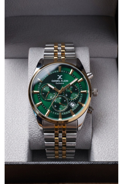 Daniel Klein Exclusive Çift Renk Çelik Altın Bilezilki Yeşil