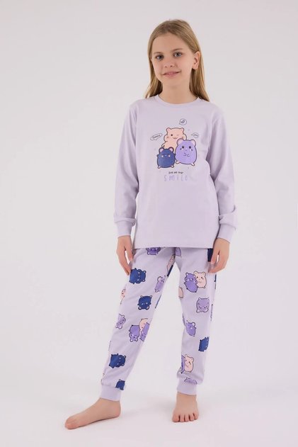 2-8 Years Happy Smile Girl Suit-Lilac