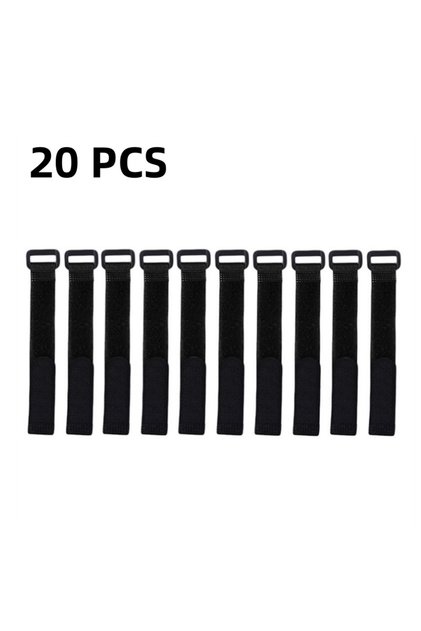 black 20pcs Fishing Rod Tie Holder Strap Suspender Fastener Hook Loop Ties Belt Fishing Rod Strappin