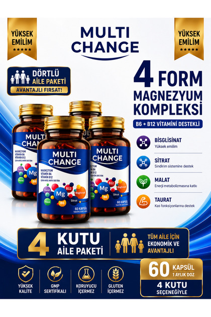 Magnesium Complex 4X (Bisglycinate, Citrate, Malate, Taurate) + Vitamin B6 and B12 | Family Package