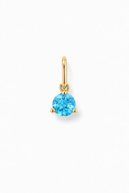 14 Ayar Altın Doğal Mavi Topaz Taşlı Modern Charm Kolye Ucu