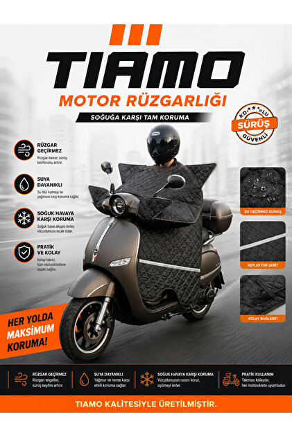 TIAMO Su ve Rüzgar Geçirmez Motor Rüzgarlığı – Kışlık Scooter ve Motosiklet Koruma Örtüsü