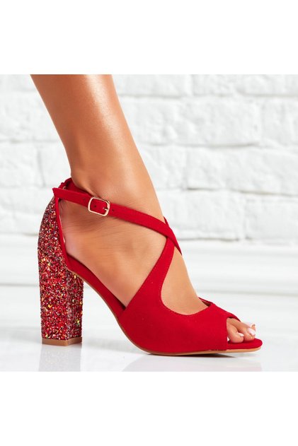 Sandale Dama cu Toc Kenia Rosii #14421 - 40