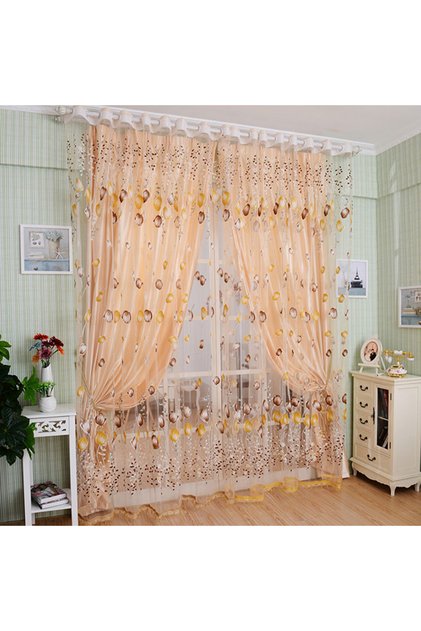 1 PC 100X200CM orange 1Pc Modern Tulip Window Screen Living Room Bedroom Door Kitchen Drape Curtain