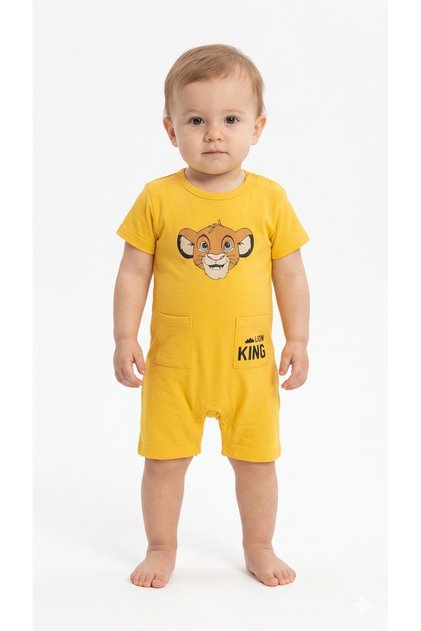 Baby Boy Lion Printed Jumpsuit Summer Short Sleeve Cotton Shorts Jumpsuit 3-6-9-12 Months