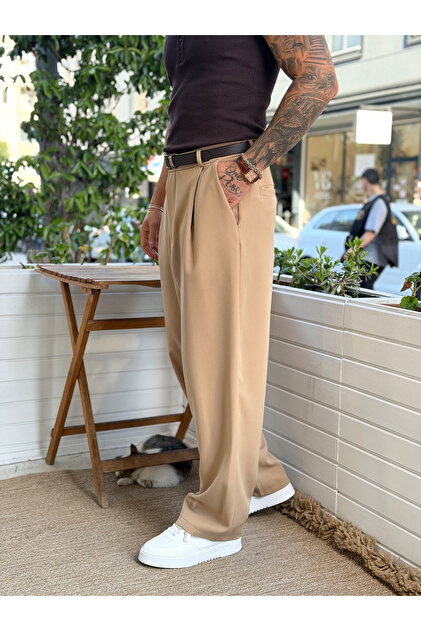 Le meilleur 【美品】Cotton Pique Trousers manch collection Pileli Kore Kesim Pantolon Krem - Fiyatı, Yorumları