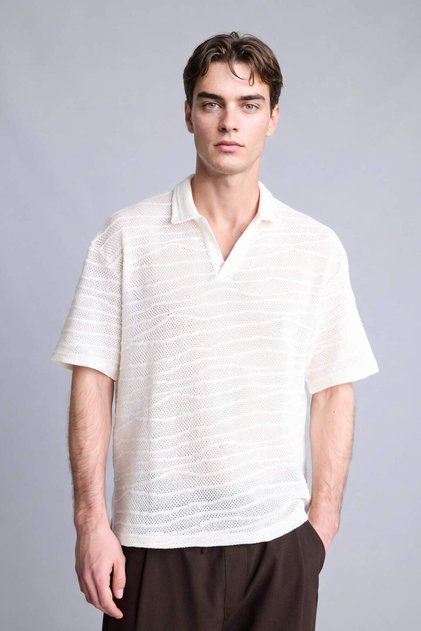 Cotton Boxy Fit Polo Collar Short Sleeve Polo T-Shirt G4272Ax26Sm