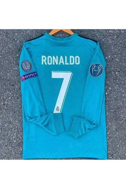 jabuka REAL MADRİD RONALDO UZUN KOL TURKUAZ FUTBOL FORMASI