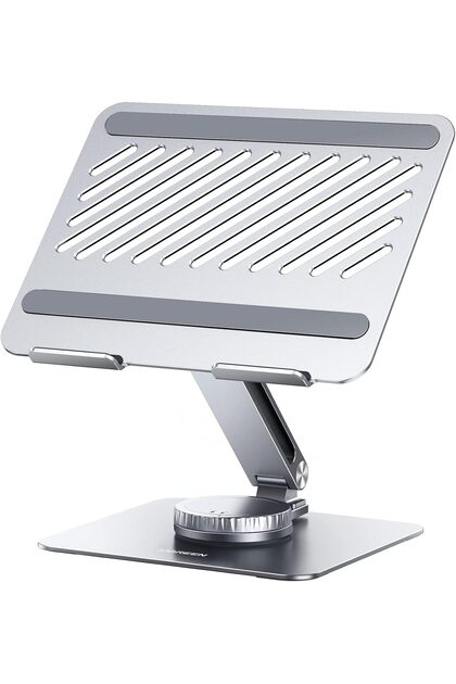 360° Adjustable Laptop Stand Foldable - Rotating Computer Riser for 10-17.3” Laptops (Silver)
