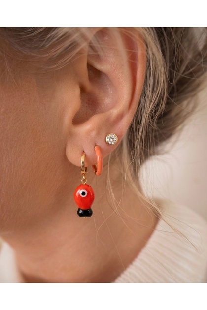 316 L Steel Orange Murano Fish Set of Six Earrings
