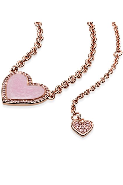 Pink Swirl Heart Necklace for Women, Elegant Fashion Pendant Jewelry with Adjustable Chain