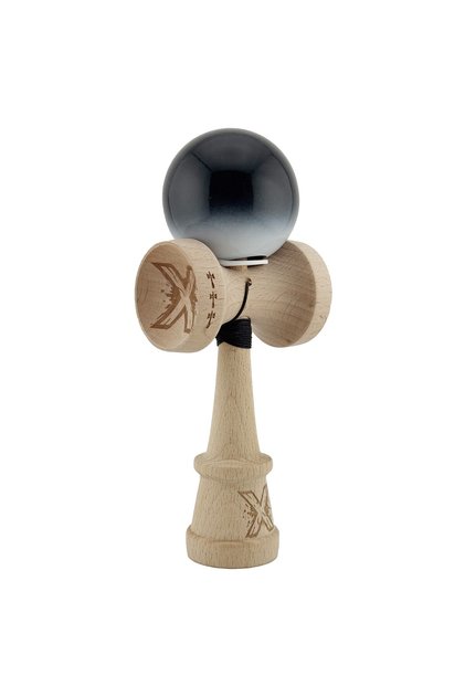Kendama X Originala KING SIZE V3 Super Sticky, lemn 18 cm, Gradient Negru/Alb