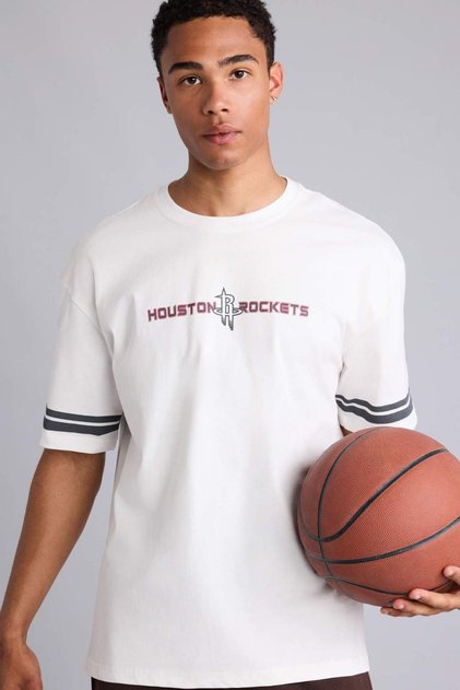 تي شيرت بأكمام قصيرة وياقة دائرية من القطن بنسبة 100% من NBA Houston Rockets E9640AX26SM