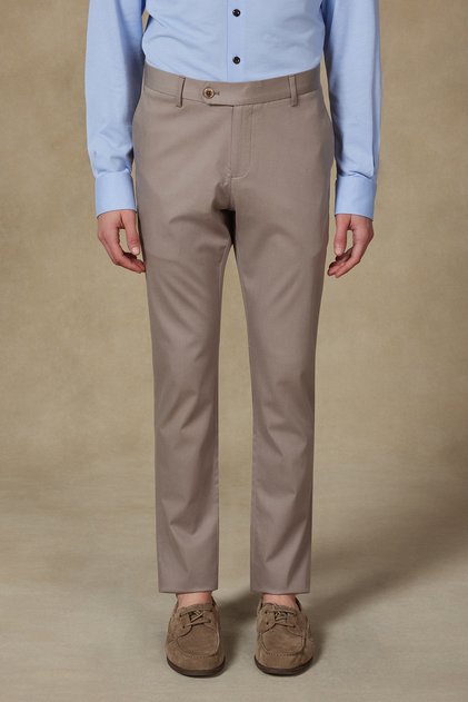 Summer Dokuma Liyosel Karışımlı Modern Fit Vizon Erkek Düz Pantolon
