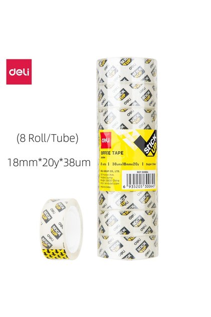 Deli 18mmx20y(1Tube) DELI Transparent Stationery Tape 8/12 Rolls Traceless Strong Adhesive Tape 20y/