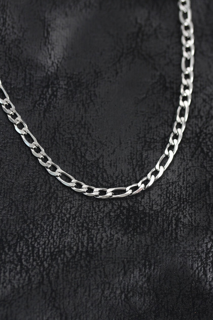 316L Steel Silver Color Figaro Chain Model Men's Necklace 5886 - Stainless and Suitable for Daily Use