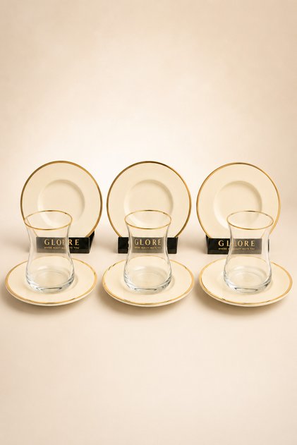 Gold Gilded 6-Person 12-Piece Cream Tea Set