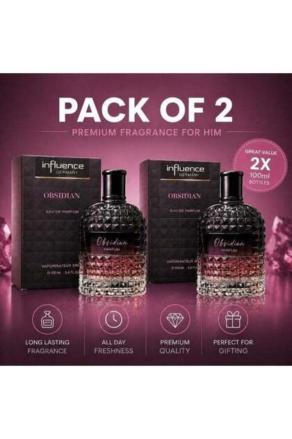 Luxury Men Perfume Value Pack of 2 – Obsidian Eau De Parfum 100ml x2 + free beard oil