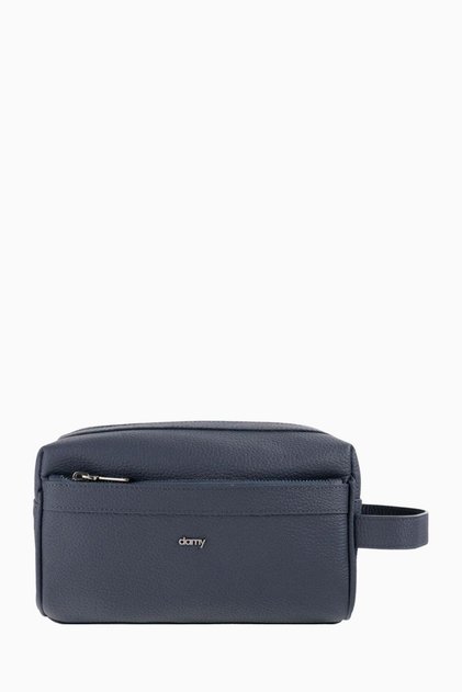 Genuine Leather Unisex Handbag with Finger Reader 8414 - Navy Blue