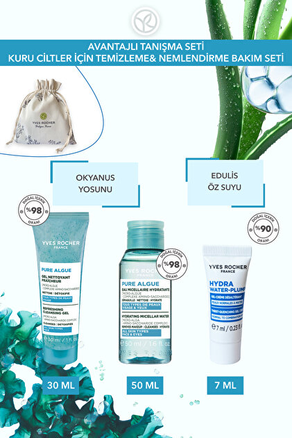 Yves Rocher Kuru Ciltler İçin Temizleme & Nemlendirme Seti Seyahat
