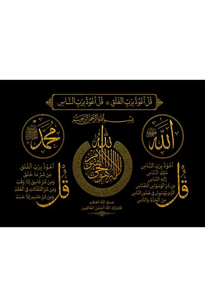 اسم الله محمد | لوحة قماشية إسلامية باللون الأسود والذهبي من فيلاك ناس سوريلي | ديكور جداري ديني فاخر