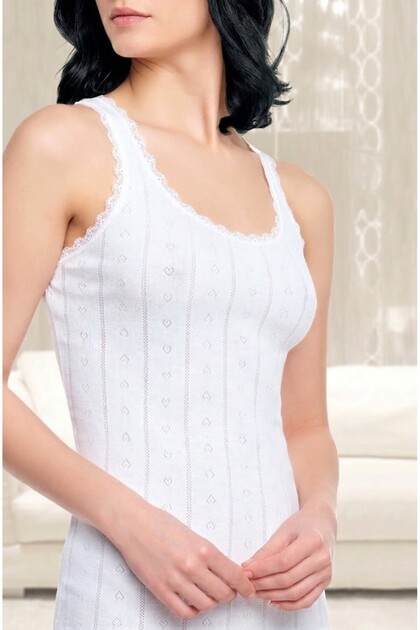 Women's Jacquard Thick Strap Lace Detailed Athlete Undershirt 6-Piece Pack