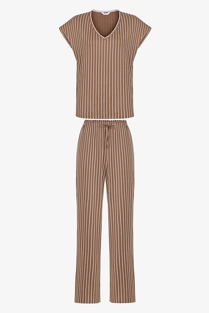Women's Viscose Lounge Hera Shorts Sleeve Pajama Set - Light Brown