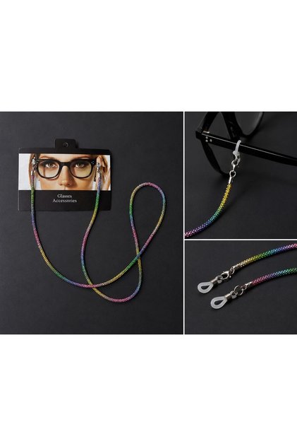Eyeglass Strap Multicolor Rainbow Crystal Stone Luxury Women's Glasses Chain Strap Accessory