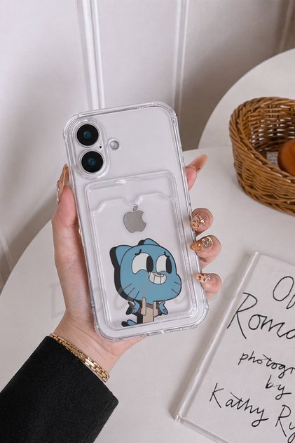 iPhone 16 Uyumlu Kartlıklı Şeffaf Kılıf Köşe ve Kamera Korumalı Darbe Emici Silikon Kılıf
