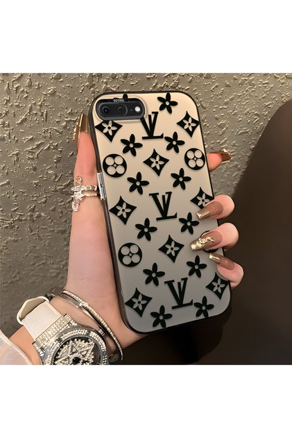 iPhone 8 Plus Compatible Silicone Edge Hard Back Case Couple Phone Case Brand Patterned