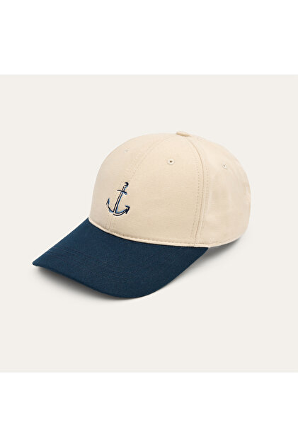 Mudo X Bozburun Yc Men's Ecru Embroidered Cap Hat- Trendyol