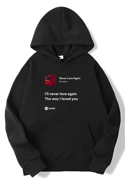 Unisex Oversize Never Love Again - Eminem Hoodie Black