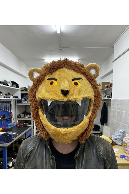 Aslan Peluş Kask Kılıfı