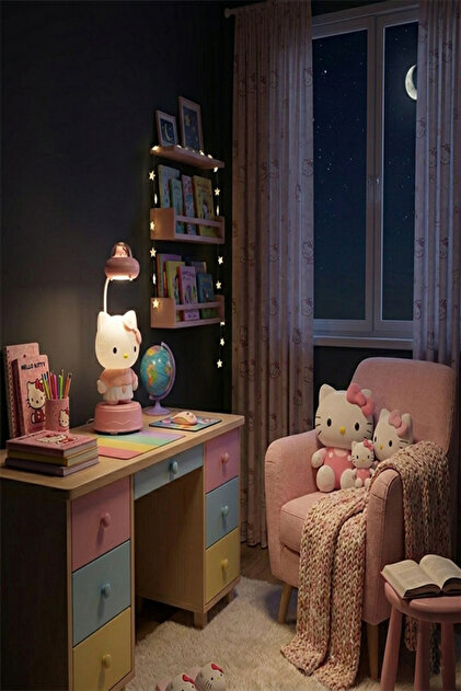 Küp Atölye Hello Kitty Şarjlı Masaüstü Gece Lambası Çocuk Odası