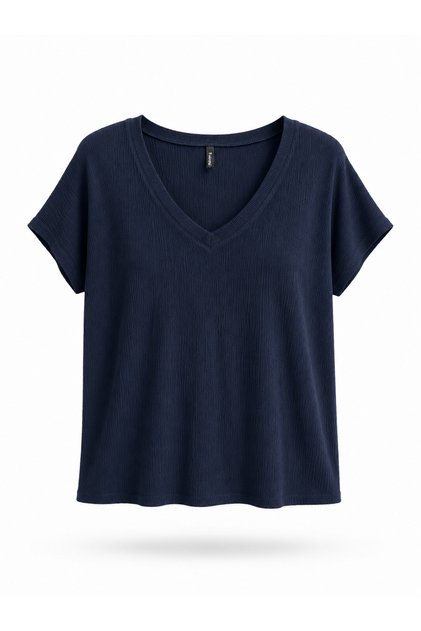 V-Neck Flowy T-Shirt Top Women's Dark Navy Blue