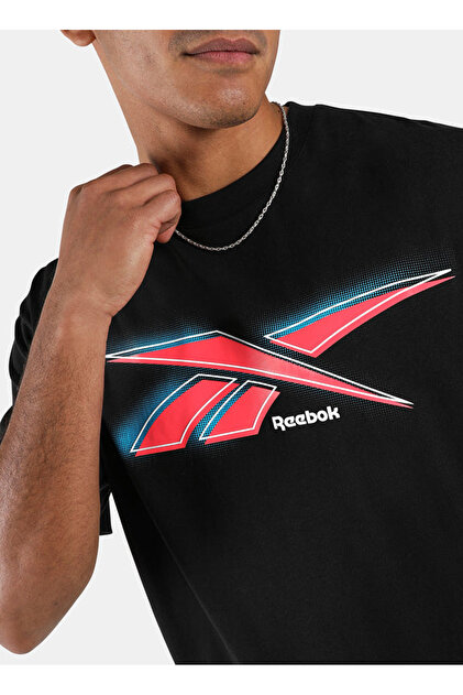 Reebok 100253016 80'S VECTOR T-SHIRT Siyah Yuvarlak Yaka Regular