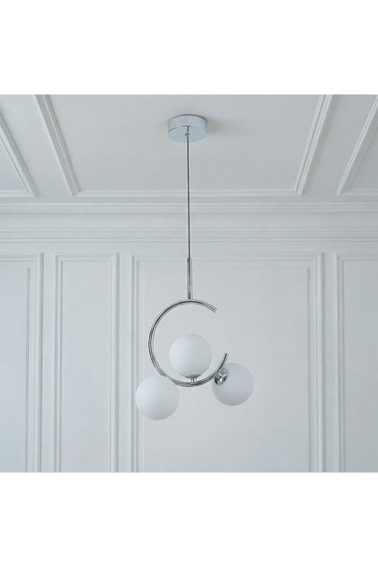 Opal Glass Pendant Light Chrome Modern Hanging Ceiling Lamp