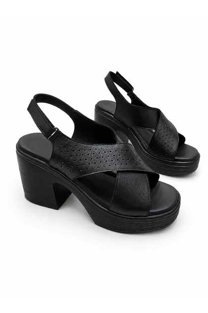 Genuine Leather High-Sole Women's Heel Sandals