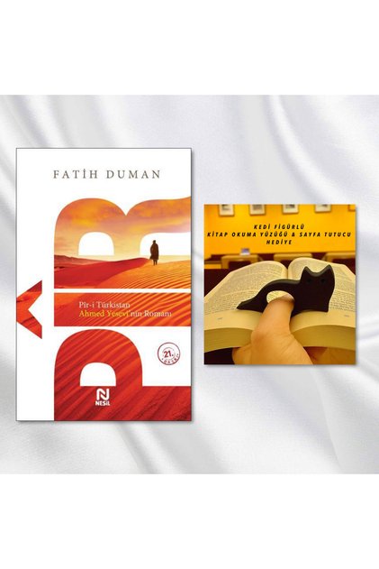 PİR & PİR-İ TÜRKİSTAN AHMET YESEVİ ROMANI / Book Reading Ring with Cat Figure & Page Holder Gift