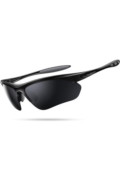 22g Polarized Sports Sunglasses for Men Women - UV400 Protection Sun Glasses for Running Cycling Fishing Golf Driving, Black Gray