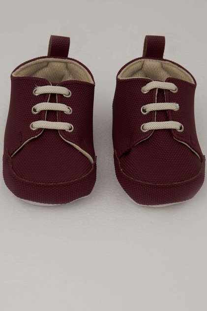 Baby Boy Booties with Laces, Size 18-19, Burgundy