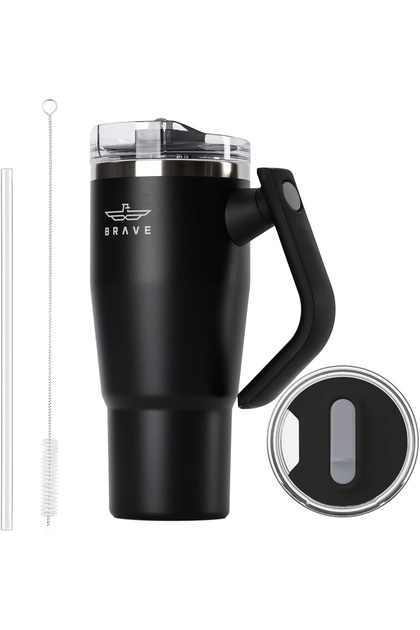 Temp Guard Vacuum Insulated Travel Mug – 180° Rotating Handle, 24H Cold & 12H Hot Retention, Leak-Proof Lids, 950ml