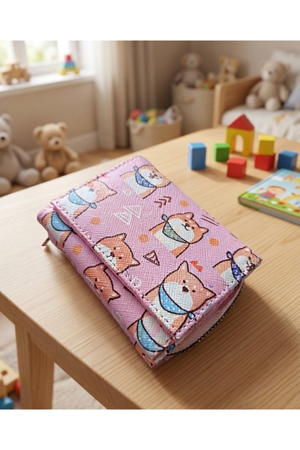 Kuromi ve Sevimli Karakter Baskılı Fermuar ve Kartlık Bölmeli Çocuk ve Genç Kız Cüzdanı