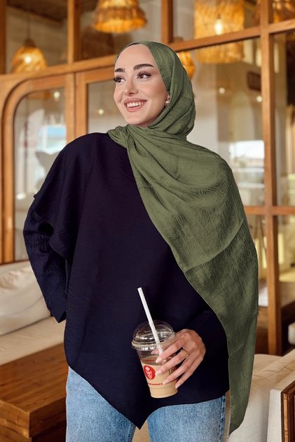 Premium Glow Jacquard Shawl Tree Bark - Green