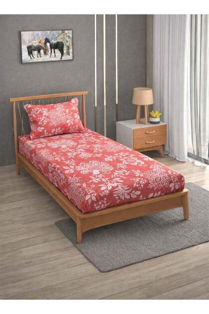 Premium Single Size Fitted Bedsheet with 1 Pillowcase – Modern Design & Pattern – Deep Pocket (90x200+25 cm)