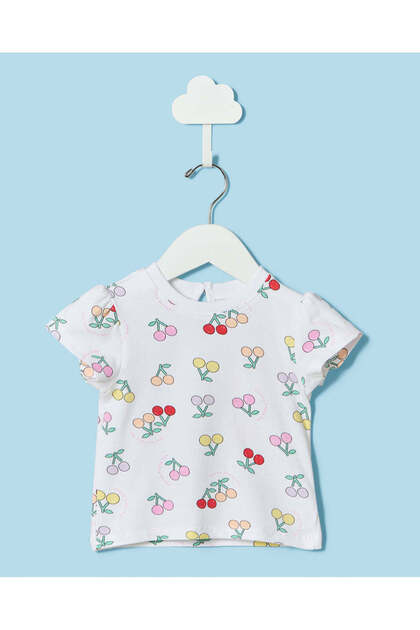 Infant Girls White Printed T-Shirt