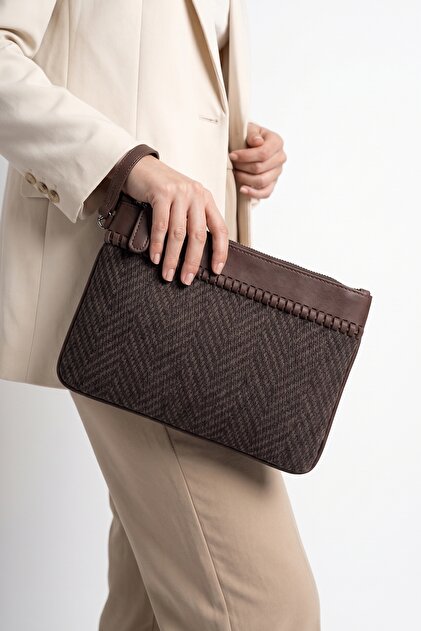 littlelizu luvishoes ZENIX Kahverengi Desenli Kadın Clutch Çanta - Fiyatı